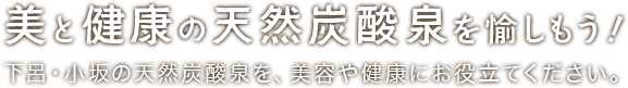 美と健康の天然炭酸泉を愉しもう！下呂・小坂の天然炭酸泉を、美容や健康にお役立てください。